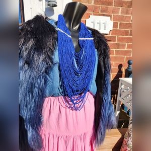 Royal Blue Beaded Statement Necklace -Only one available 💙